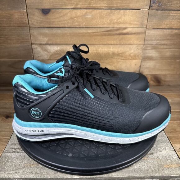 Timberland Pro Anti Fatigue Womens Size 9.5 Black Blue Safety Toe Work Sneakers - Picture 1 of 10